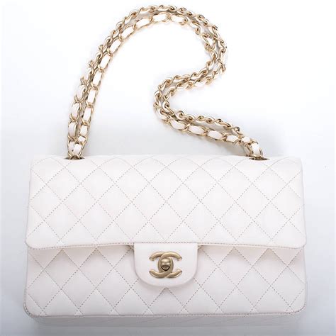 white quilted chanel handbag